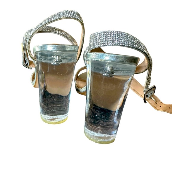 Steve Madden Yuma Clear Heel Rhinestone Silver Sandals Women's 9.5 - Picture 5 of 11